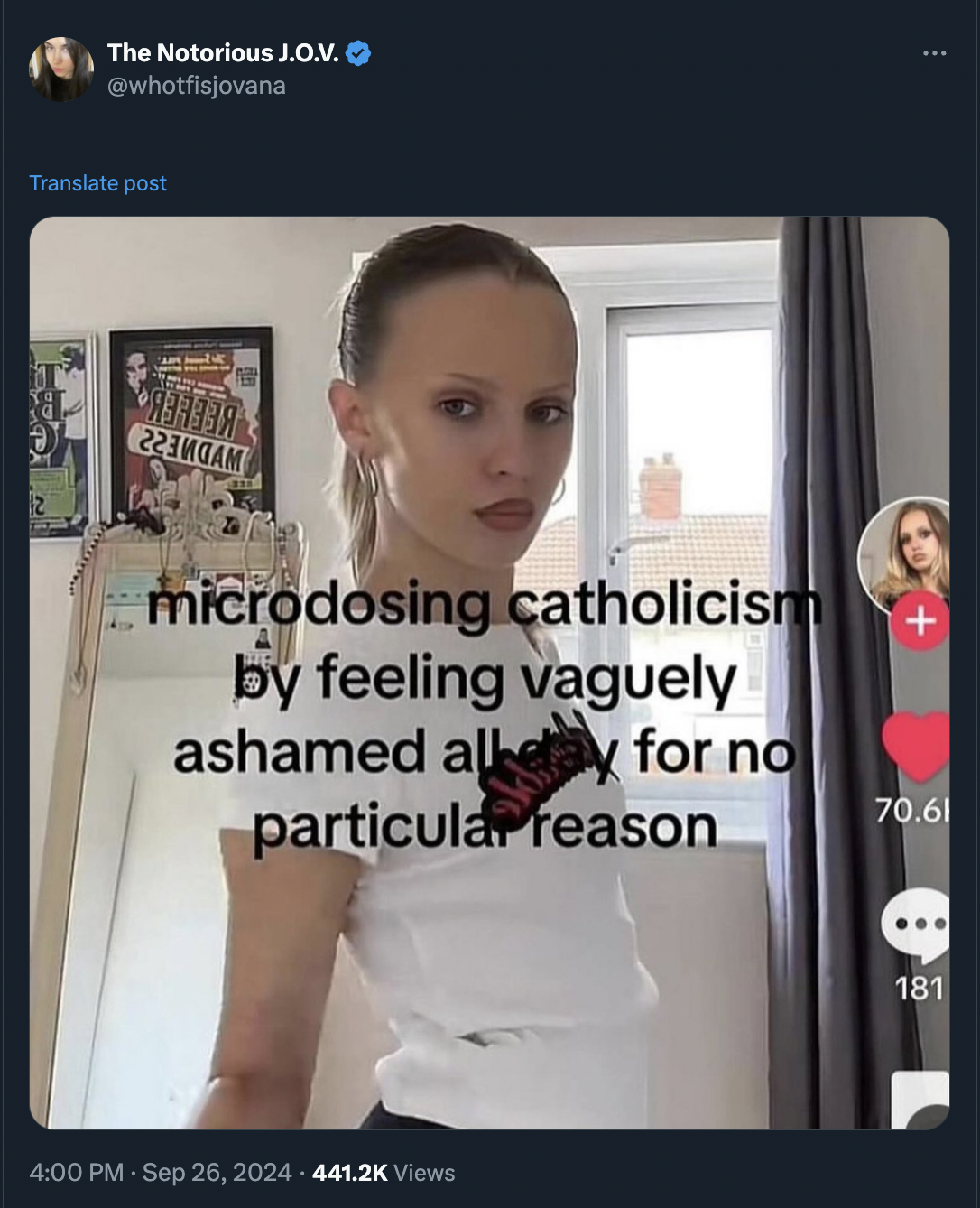 girl - The Notorious J.O.V. Translate post 223MGAM microdosing catholicism by feeling vaguely ashamed allay for no particular reason 70.61 Views 181